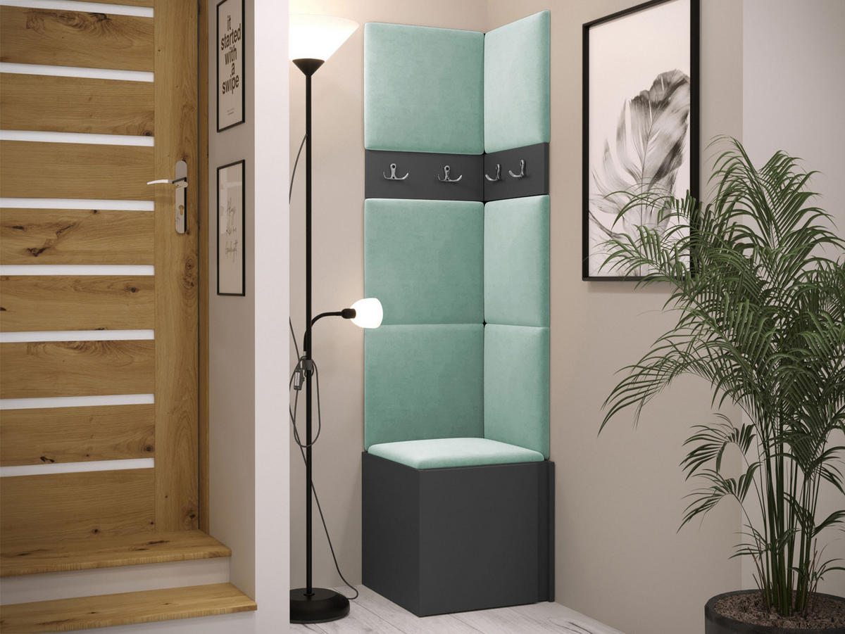 GARDEROBEN-SET Orion XXI - Graphitfarben/Mintgrün, Holzwerkstoff/Kunststoff (42/186/46cm) - MIRJAN24