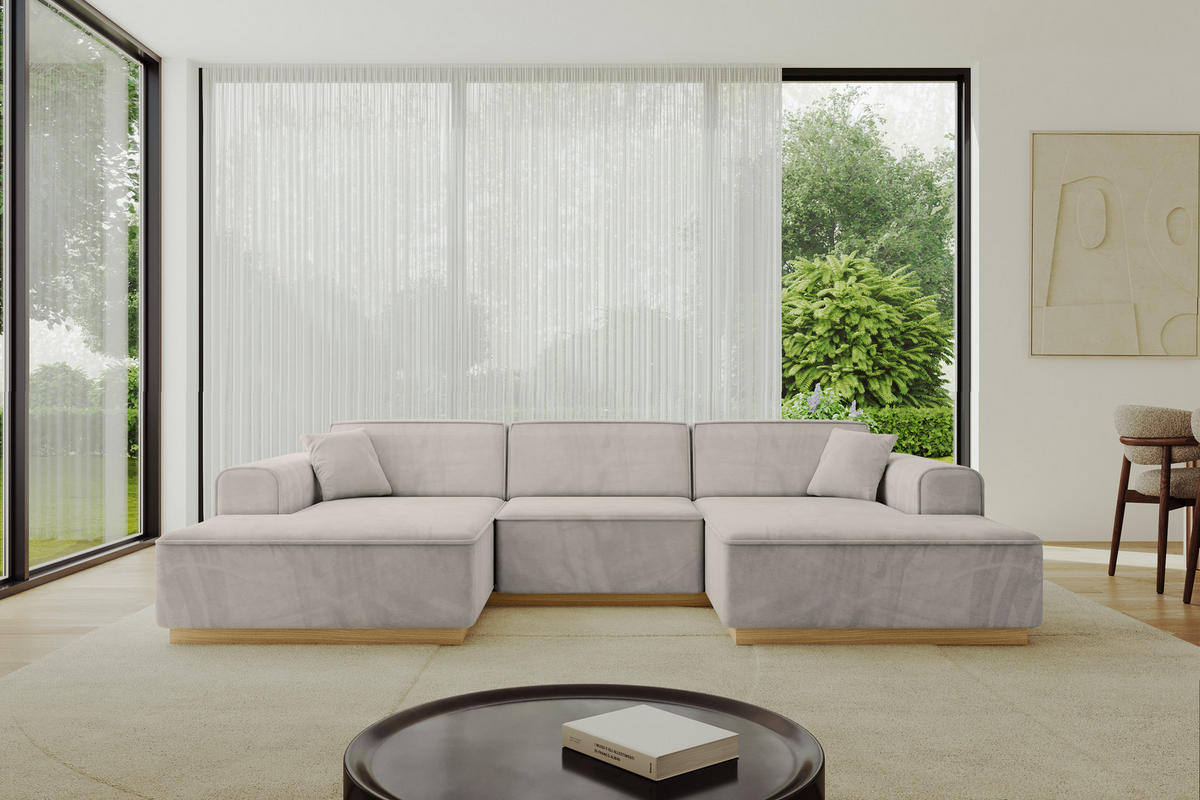 WOHNLANDSCHAFT IREA-U1-v2 - 303x171x83 cm Hellbraun - Hellbraun, Holzwerkstoff/Textil (303/83/171cm) - ALTDECOR