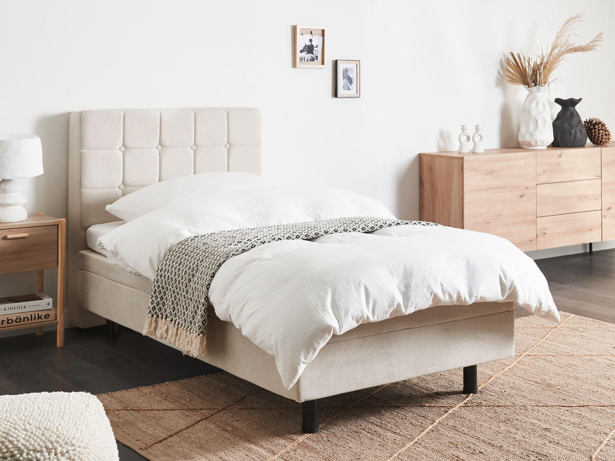 POLSTERBETT verstellbar 90x200 cm Beige Duke - Beige, Textil (90/200cm) - Beliani