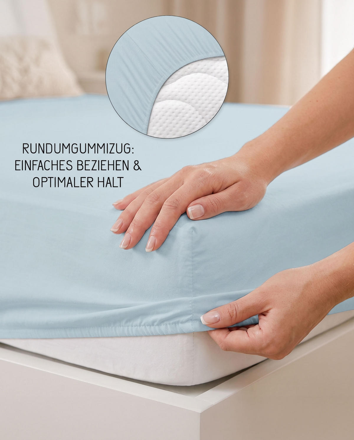 SPANNBETTTUCH Basic Jersey hellblau, 90x190 cm - 100x200 cm - Hellblau, Textil (100/200cm) - biberna Sleep & Protect