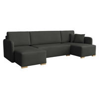 WOHNLANDSCHAFT Como U - Anthrazit/Naturfarben, Holz/Textil (292/85/140cm) - MIRJAN24