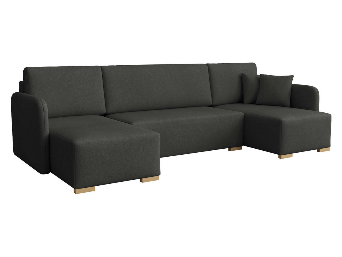 WOHNLANDSCHAFT Como U - Anthrazit/Naturfarben, Holz/Textil (292/85/140cm) - MIRJAN24