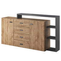SIDEBOARD - Eichefarben/Anthrazit, Holzwerkstoff/Metall (180/98/37cm) - home24
