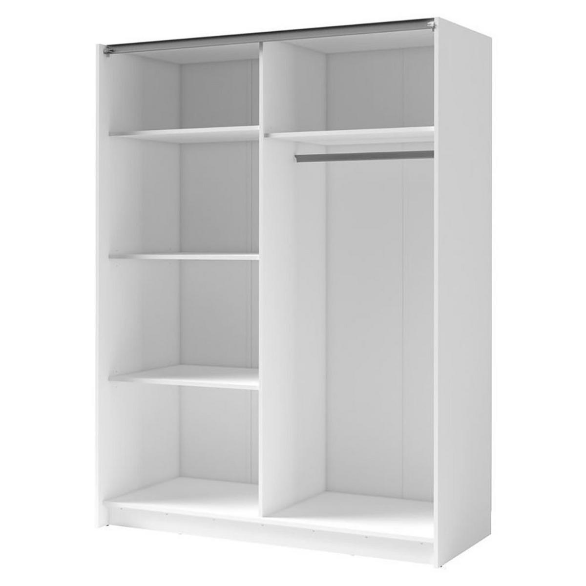 SCHWEBETÜRENSCHRANK Gozo Weiß / Spiegel 150 / 62 / 198cm - Weiß/Grau, Glas/Holz (150/198/62cm) - Feldmann-Wohnen