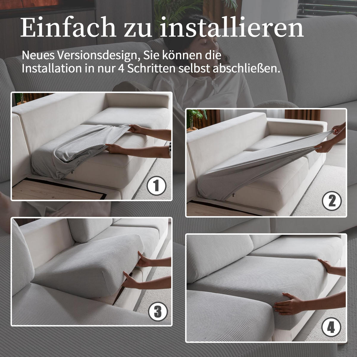 SOFABEZUG Hohe Elastizität, Rutschfeste, Grau 1 Stück - Grau, Textil (85/135cm) - Kaket