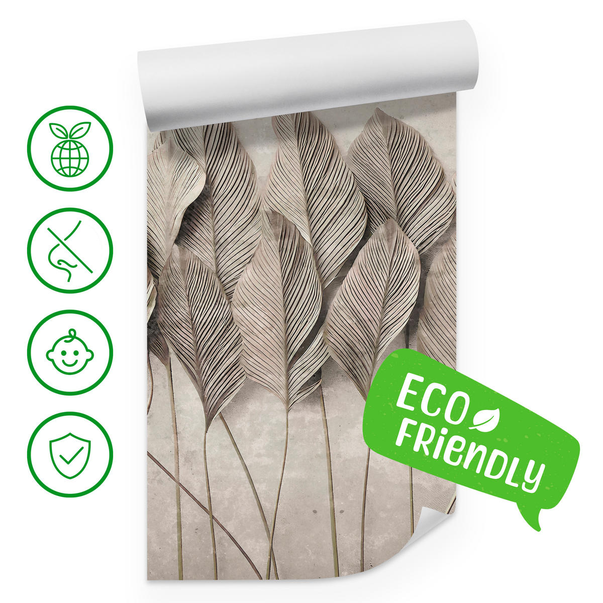 FOTOTAPETE Ranken Laub Sepia Vertikal Natürlich Vintage 450x315 - Grau, Papier (450/315cm) - Muralo