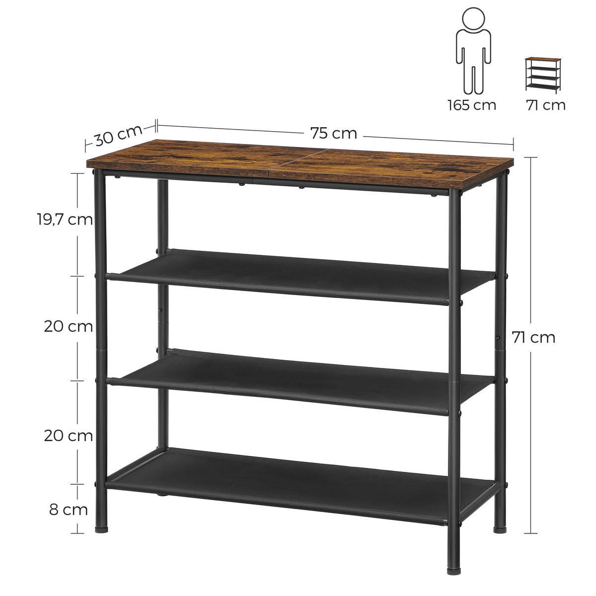 SCHUHREGAL, braun/schwarz - Braun, Holzwerkstoff (75/71/30cm) - A2A Home