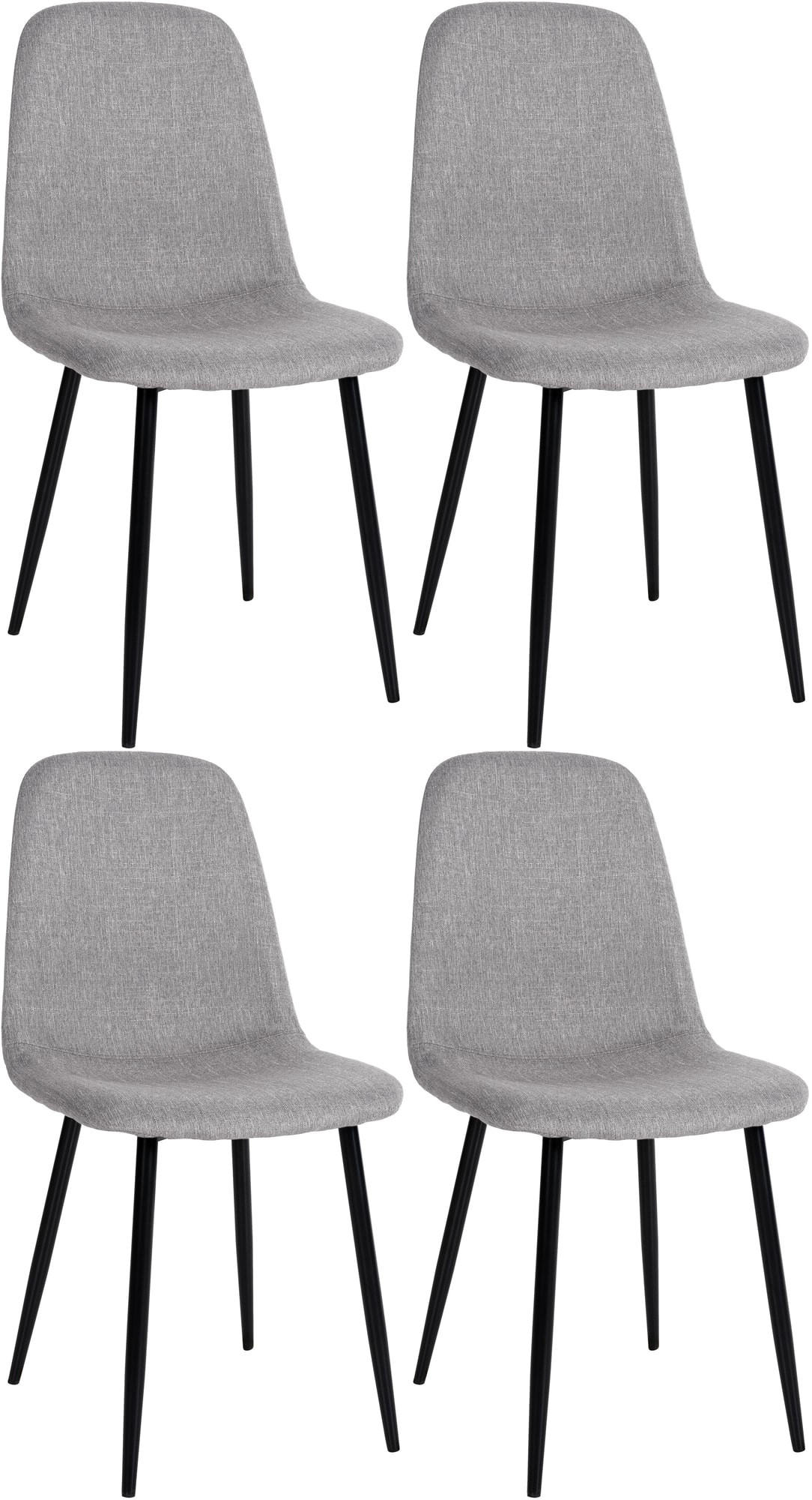 ESSZIMMERSTÜHLE 4er-Set MOVI Hellgrau Stoff Metall 88x44x51 cm - Hellgrau, Metall (44/88/51cm) - DELUKE