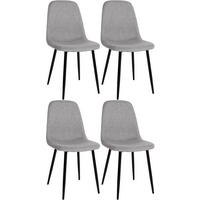 ESSZIMMERSTÜHLE 4er-Set MOVI Hellgrau Stoff Metall 88x44x51 cm - Hellgrau, Metall (44/88/51cm) - DELUKE