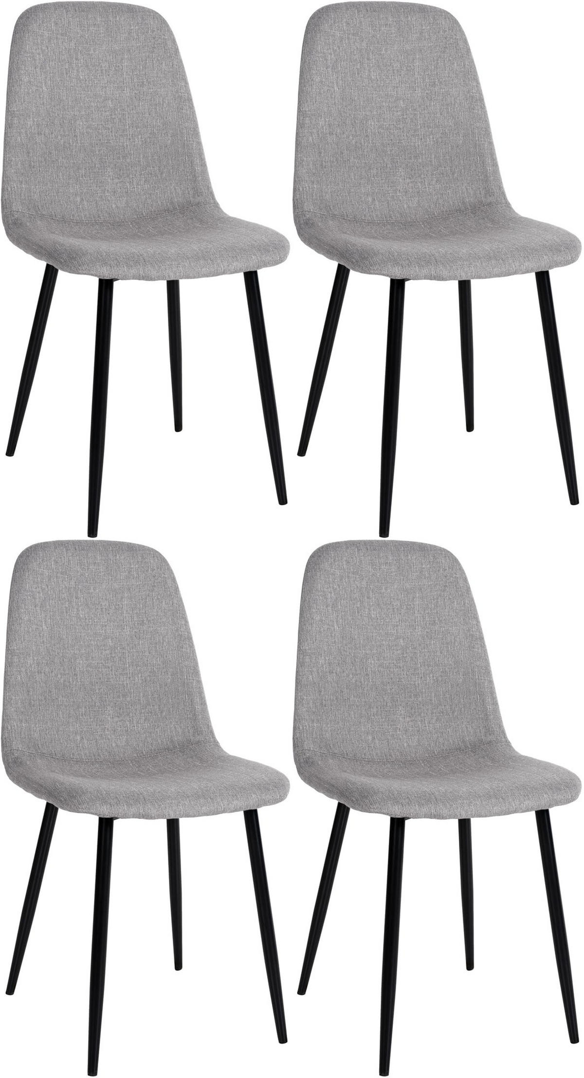 ESSZIMMERSTÜHLE 4er-Set MOVI Hellgrau Stoff Metall 88x44x51 cm - Hellgrau, Metall (44/88/51cm) - DELUKE