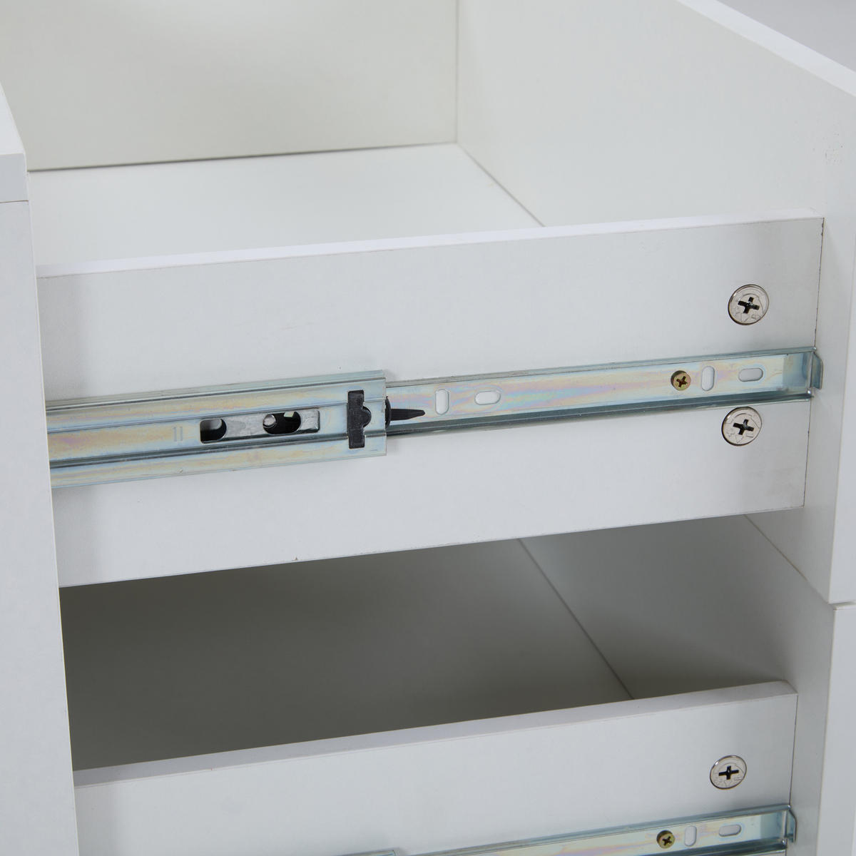 COUCHTISCH 90/55/45 cm weiß mit verschiebbarer Tischplatte 4 Schubladen - Weiß, Holzwerkstoff (90/55/45cm) - OKWISH