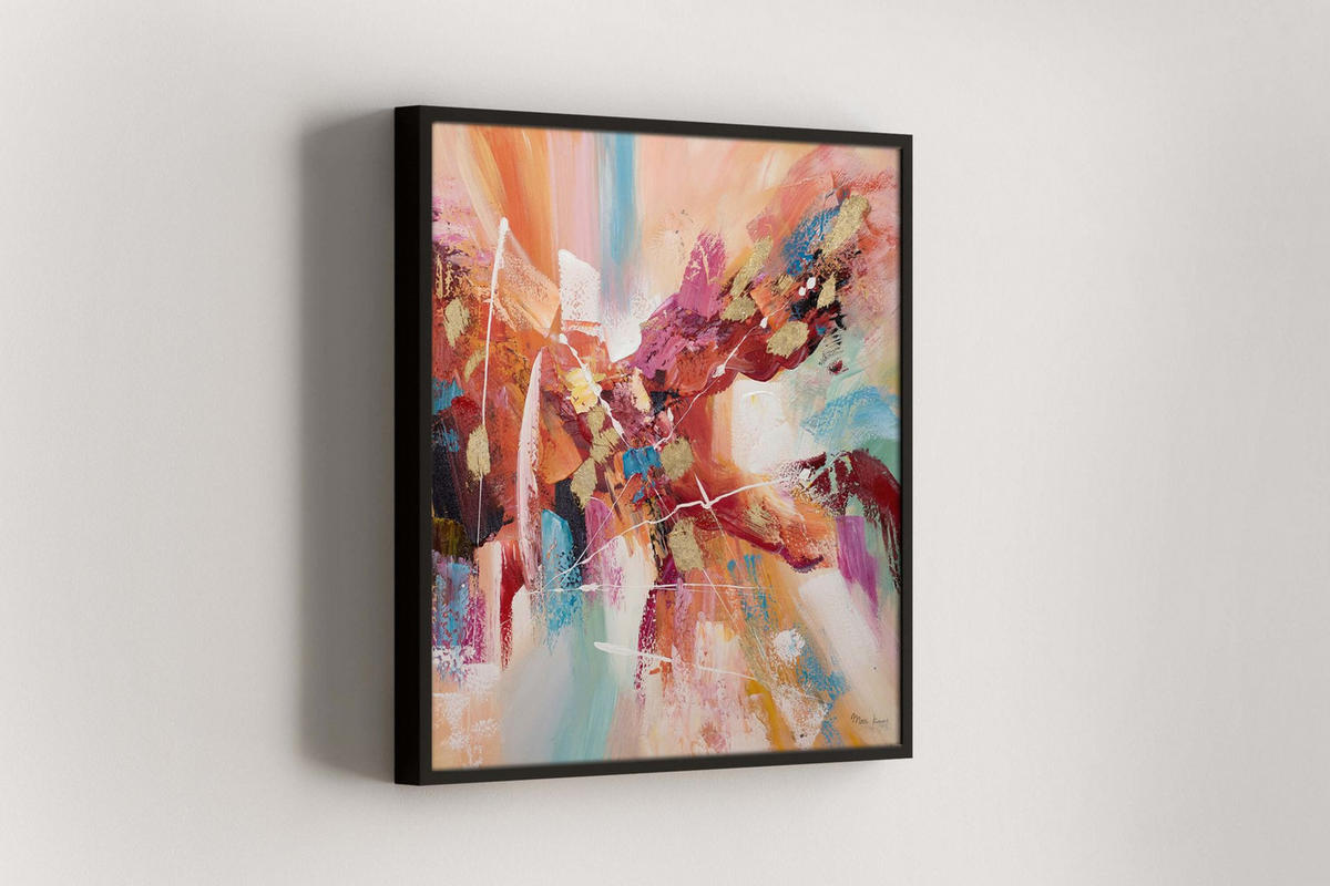OLEJOMAĽBA 80/80 cm, More a pláž - viacfarebná, drevo/textil (80/80cm) - KUNSTLOFT
