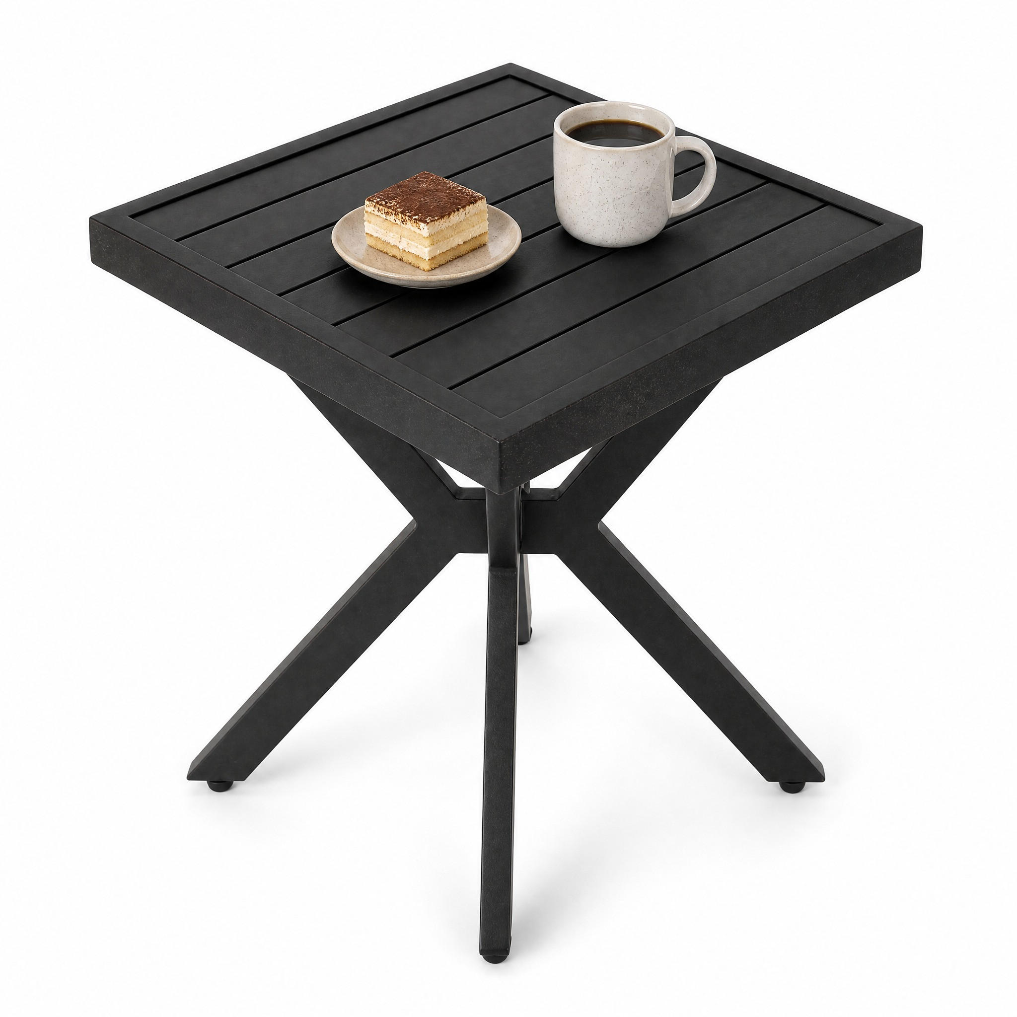 BEISTELLTISCH in Dunkelbraun Seitentisch aus Aluminium für den Innen- und Außenbereich, B45/T45/H47 cm - Dunkelbraun/Schwarz, Metall (45/45/47cm) - STILVORA