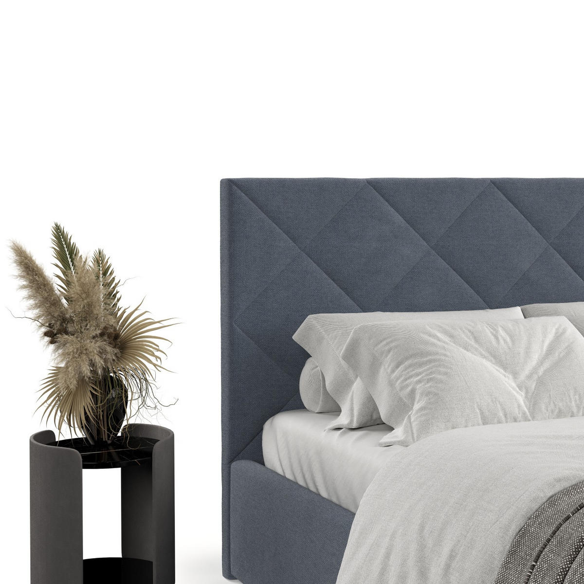 POLSTERBETT Torno 140/200 cm Blau im Asti Stoff - Blau/Schwarz, Holz/Holzwerkstoff (140/200cm) - AltaBeds