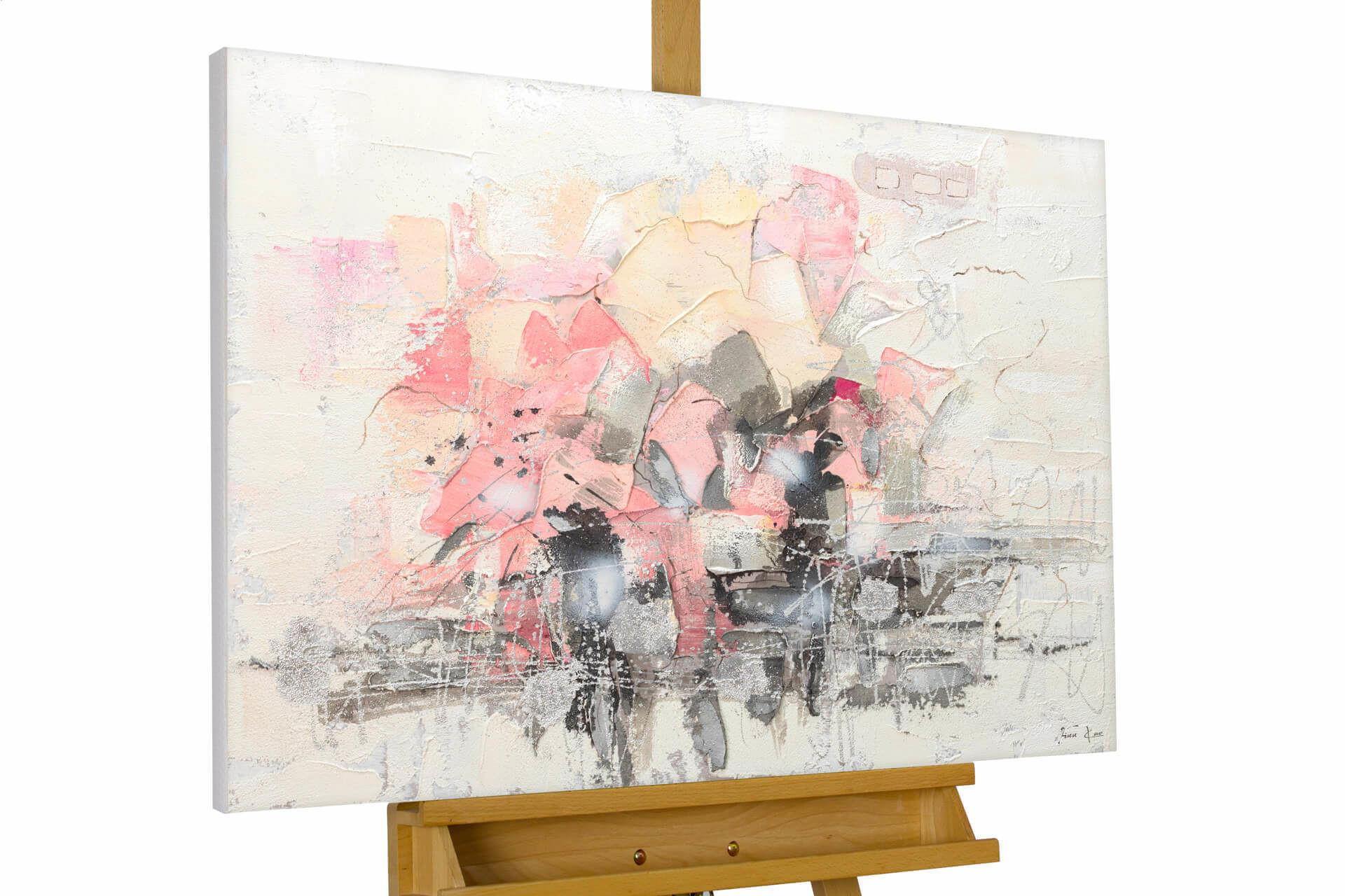 ACRYLBILD HANDGEMALT 104/78 cm - Pink/Weiß, Holz/Textil (2.44/78cm) - KUNSTLOFT