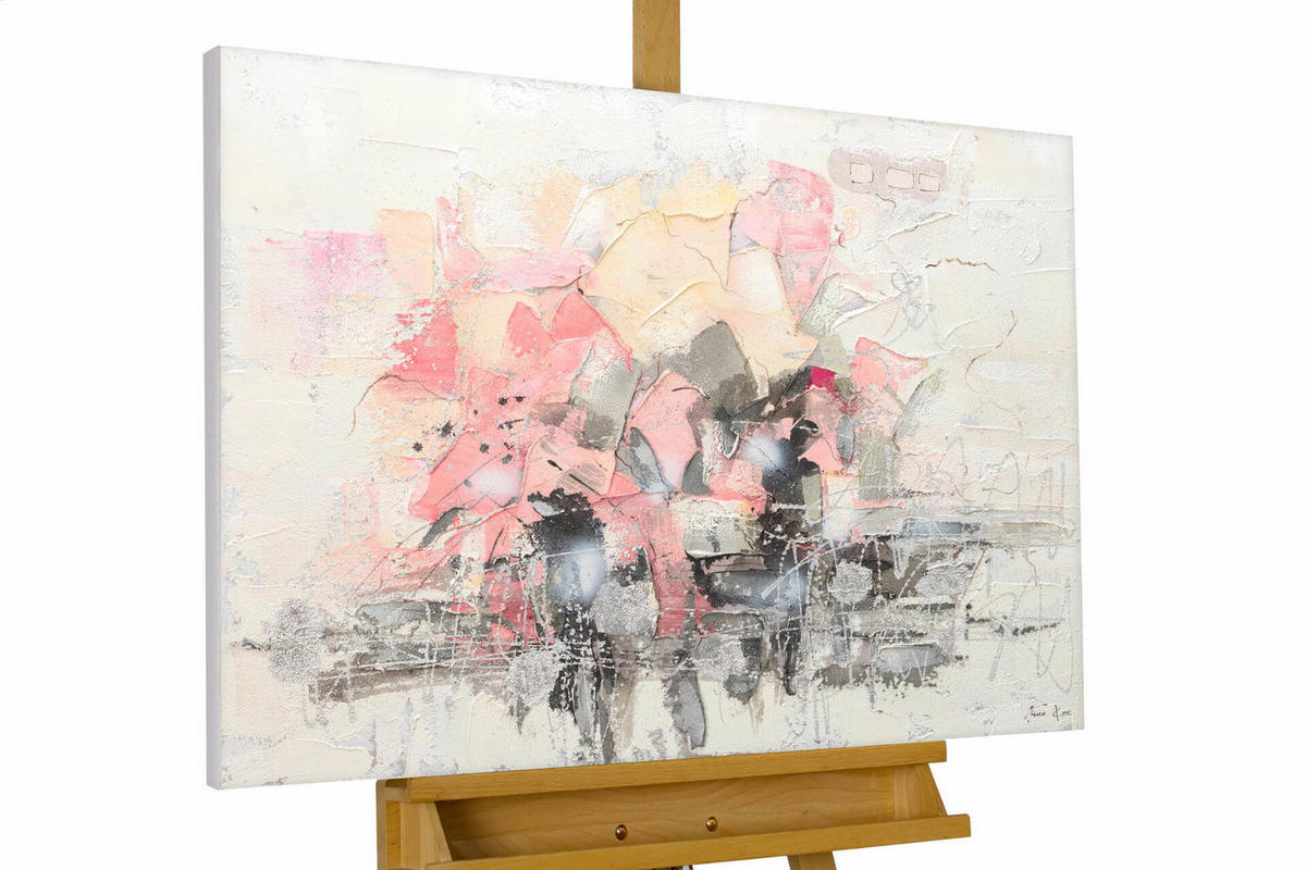 ACRYLBILD HANDGEMALT 104/78 cm - Pink/Weiß, Holz/Textil (2.44/78cm) - KUNSTLOFT