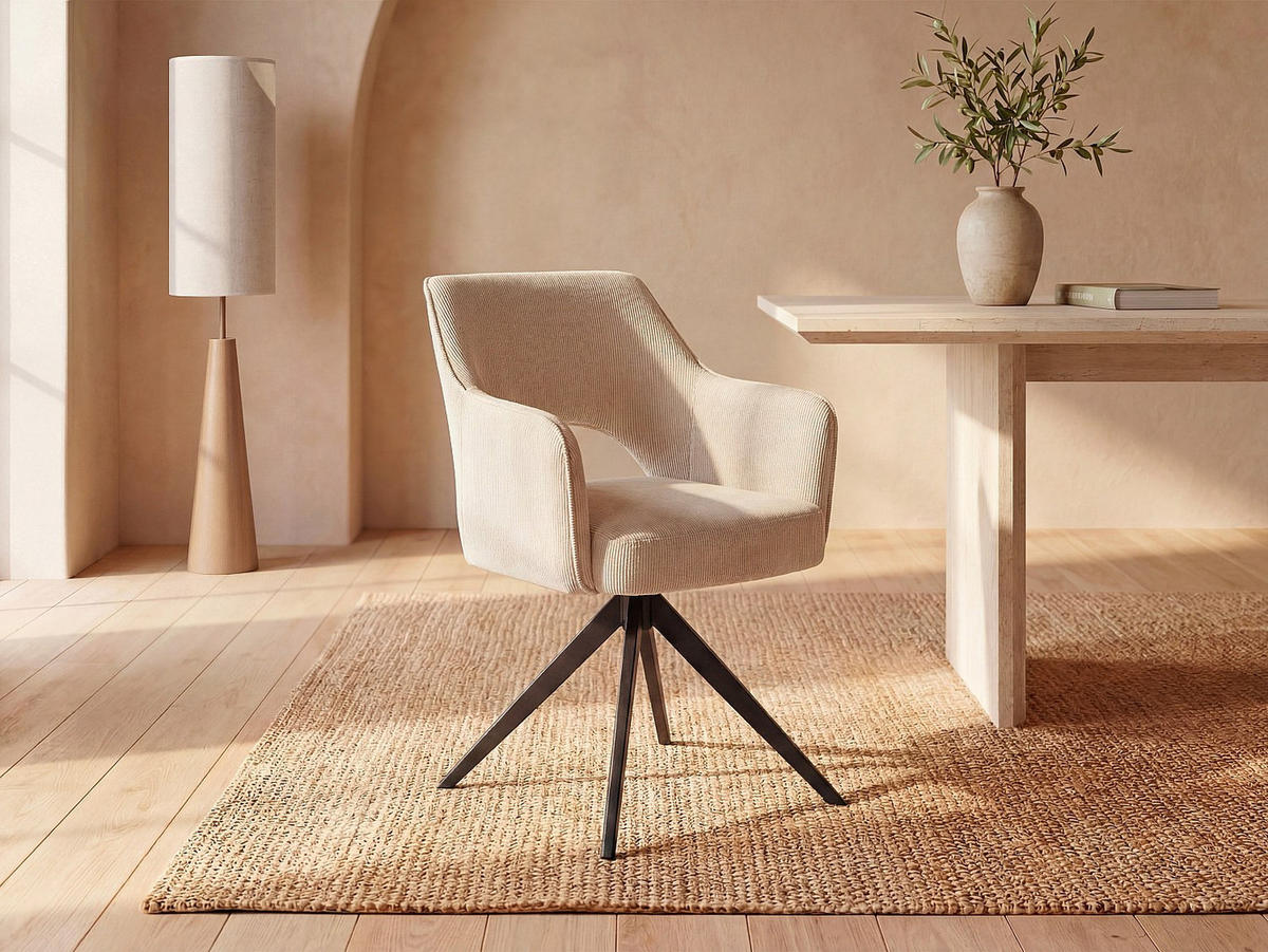 STUHL - 58 cm x 59 cm - Samt - Cremefarben - KONYA - Creme, Textil (58/84/59cm) - Vente-Unique