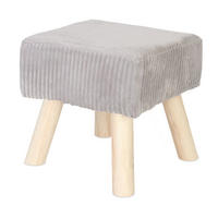 CORD-HOCKER - Hellgrau/Naturfarben, Holz/Textil (30/30/30cm) - Relaxdays