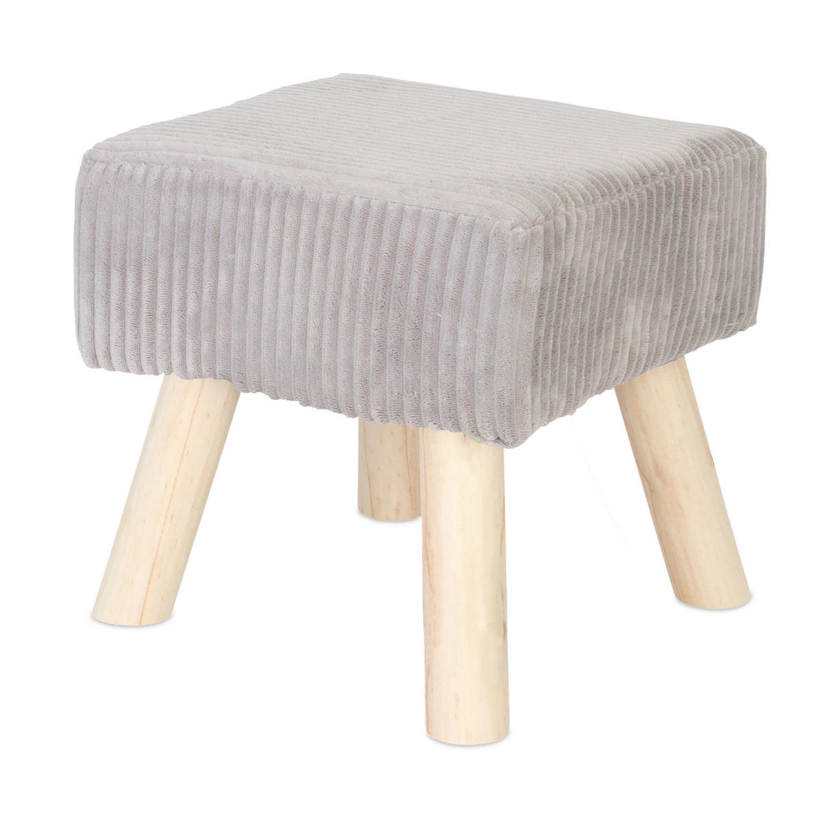 CORD-HOCKER - Hellgrau/Naturfarben, Holz/Textil (30/30/30cm) - Relaxdays