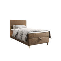 BOXBETT FLO 120x200 Itaka 48, mit Matratze H3, Bonell und Topper, Camel - Cappuccino, Holz/Textil (120/200cm) - Bedante