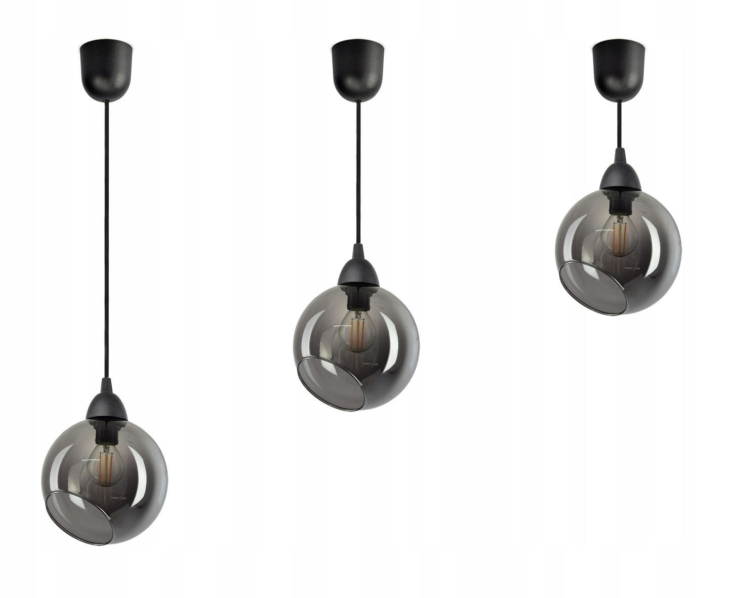 PENDELLEUCHTE Kogel - Transparent/Anthrazit, Glas/Metall (15/15/80cm) - kiki design