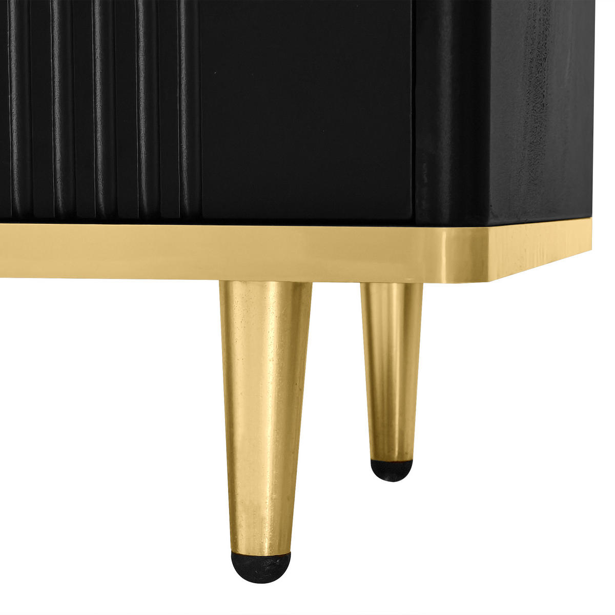 TV-SCHRANK Lowboard Schwarz geschnitzte Struktur goldene Griffe - Schwarz, Holz (41/18/107cm) - FLIEKS