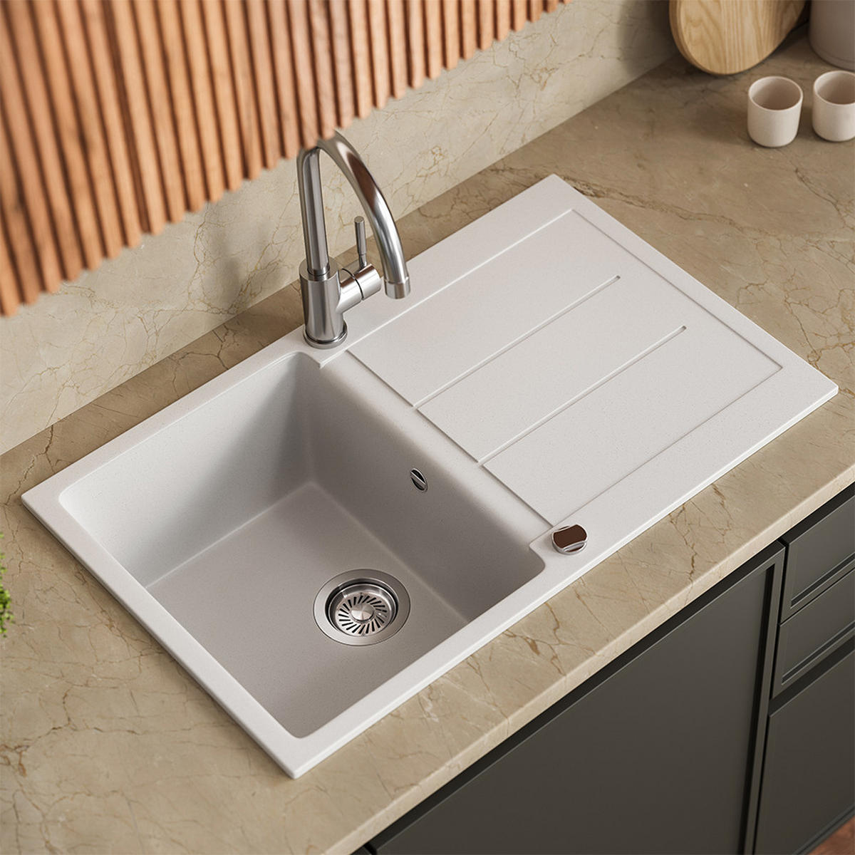 SPÜLBECKEN Kapstadt Weiß 78 x 50 cm - Weiß, Keramik (78/20/50cm) - Bergstroem