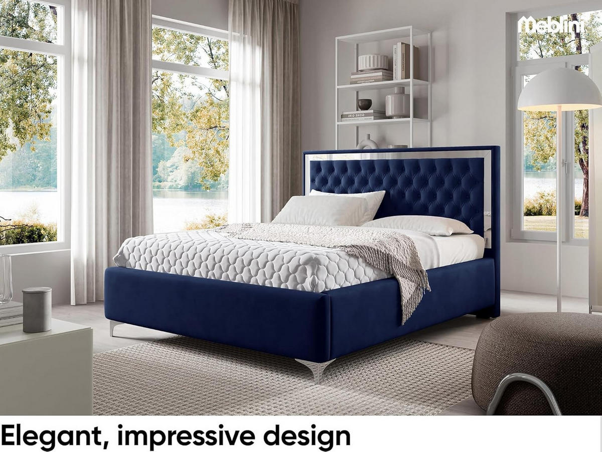 POLSTERBETT ARONA - Blau, Textil (120/200cm) - Meblini