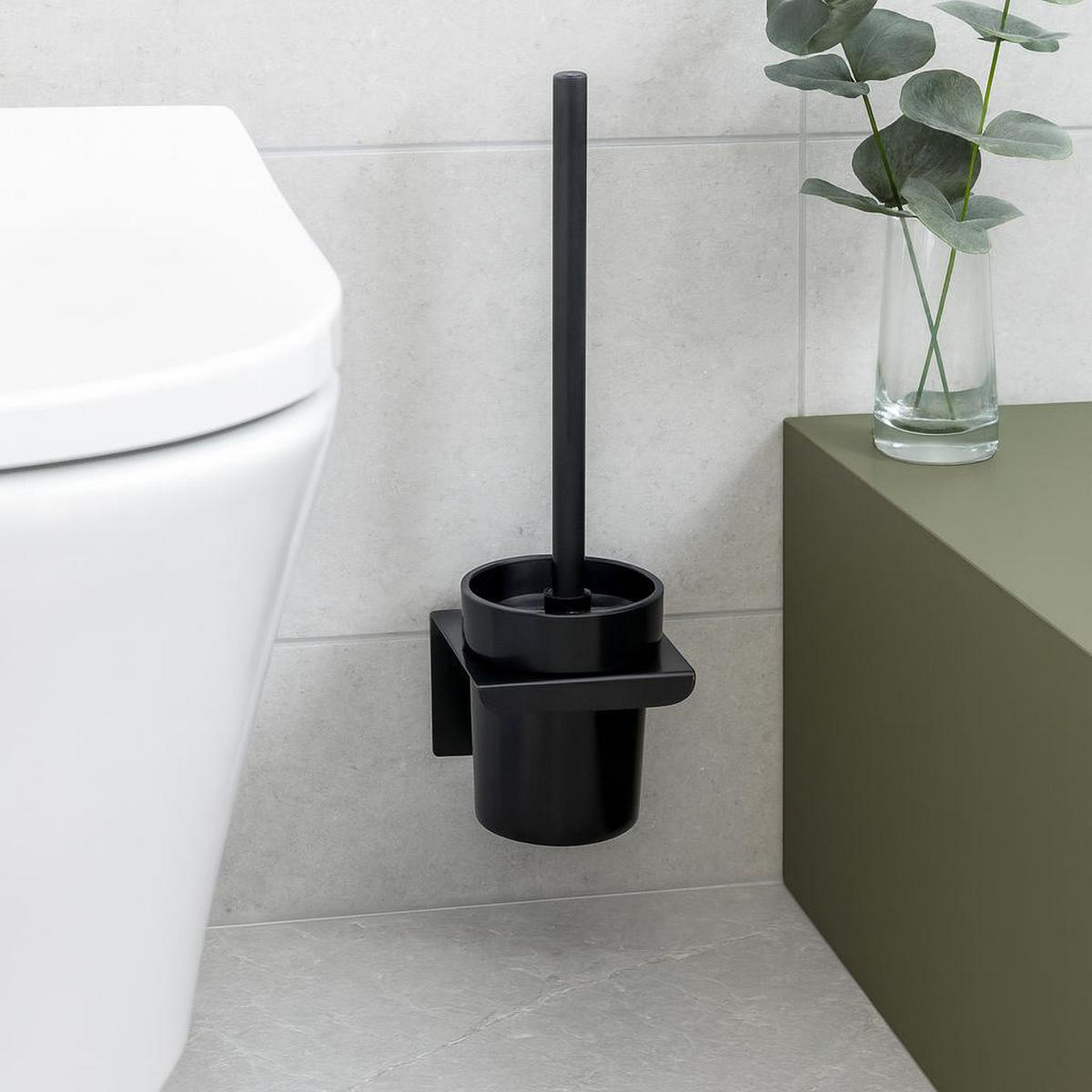 SILIKONBÜRSTE für die Toilette Lizan 10,5/10,5/35,5 cm - Schwarz, Metall (10.5/35.5/10.5cm) - Wenko