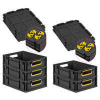 EUROBOX 5x NextGen Color mit Auflagedeckel 12x30x40 cm 11 Liter Schwarz Griffe gelb offen - Gelb/Schwarz, Kunststoff (30/12/40cm) - PROREGAL