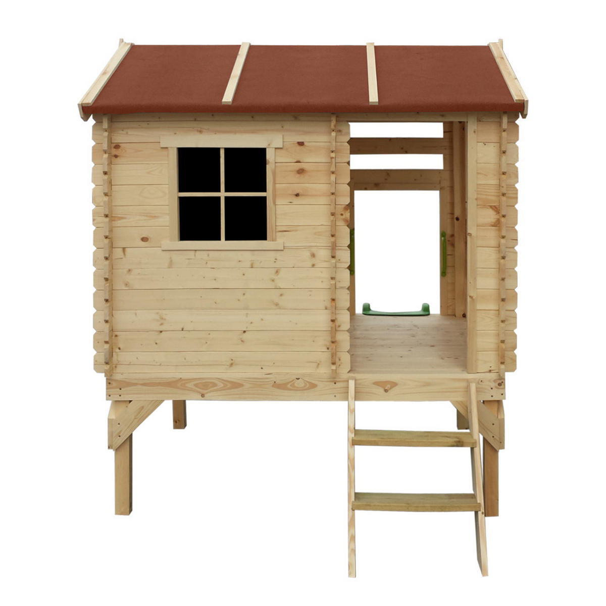 STELZENHAUS mit Rutsche aus Holz - B146xL182xH205 cm/1,1m2 - M501C - Beige, Holz (146/205/182cm) - Timbela