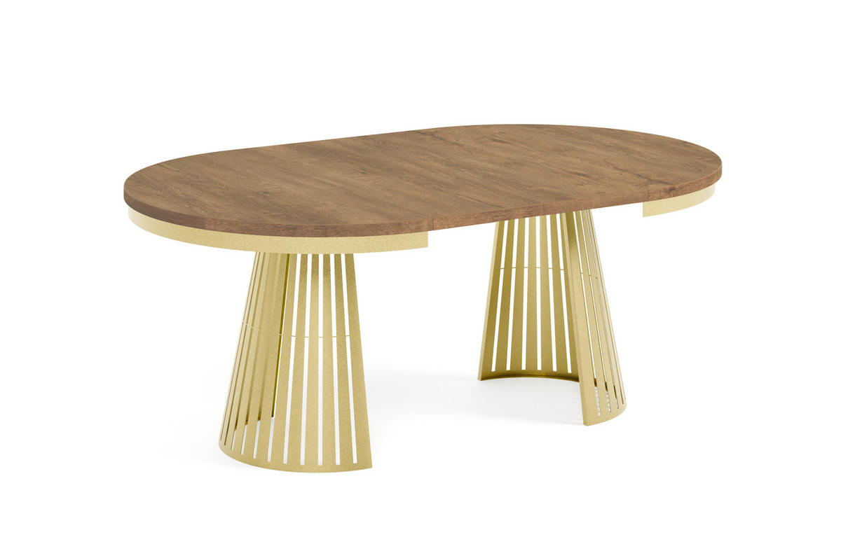 ESSTISCH Cone Bis - Dunkelbraun/Goldfarben, Holzwerkstoff/Metall (120/120/76cm) - Meblini
