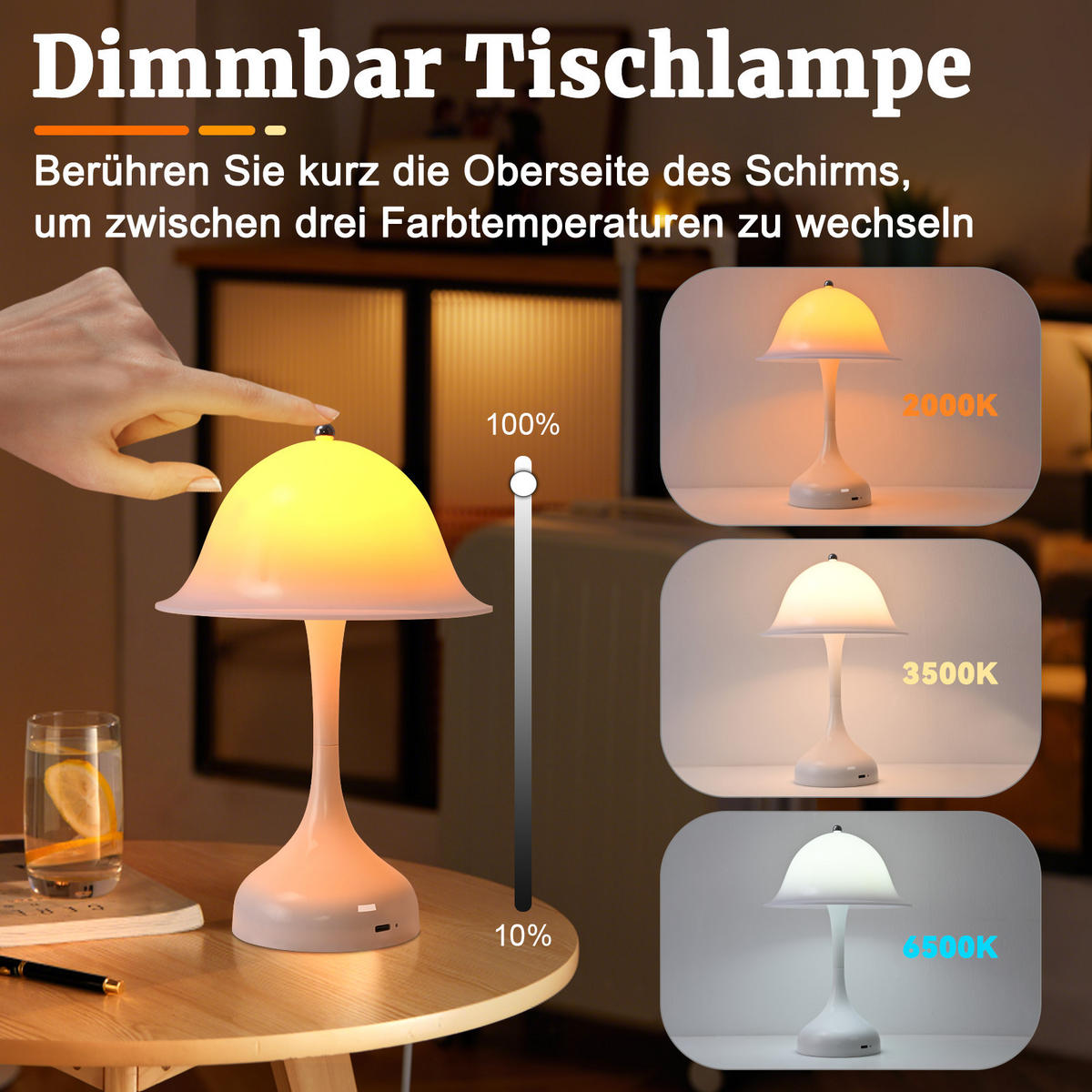 LED-TISCHLEUCHTE BRÜCKENAU Ⅲ 25/9/16 cm - Weiß, Metall (25/9/16cm) - Nettlife