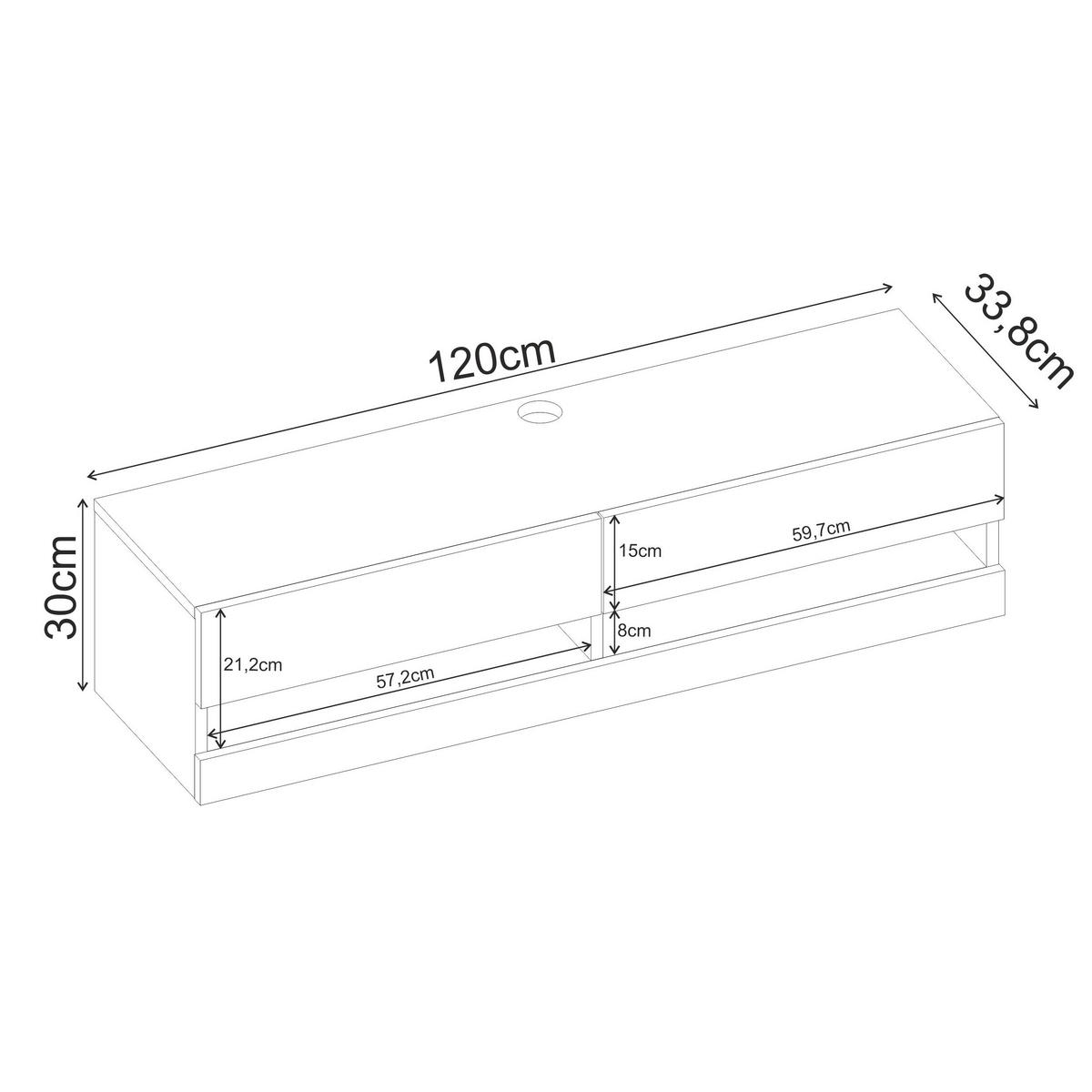 TV-LOWBOARD Moon Anthrazit 120/33,8/30 cm - Anthrazit, Holzwerkstoff (120/30/33.8cm) - Decortie
