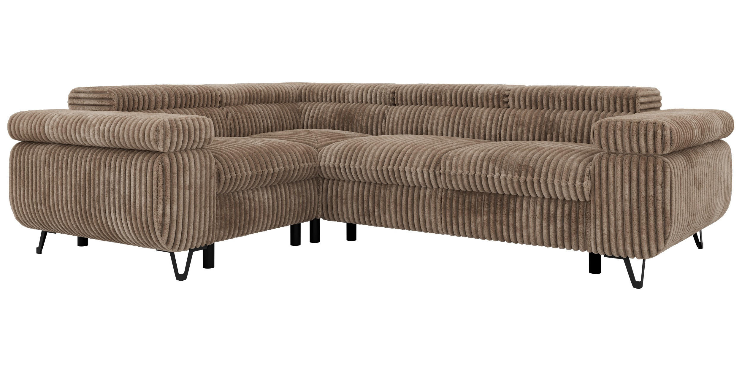 ECKSOFA ORSO L Braun Cord - Links Seite - Schwarz/Braun, Textil/Metall (197/268cm) - MKS