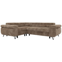 ECKSOFA ORSO L Braun Cord - Links Seite - Schwarz/Braun, Textil/Metall (197/268cm) - MKS