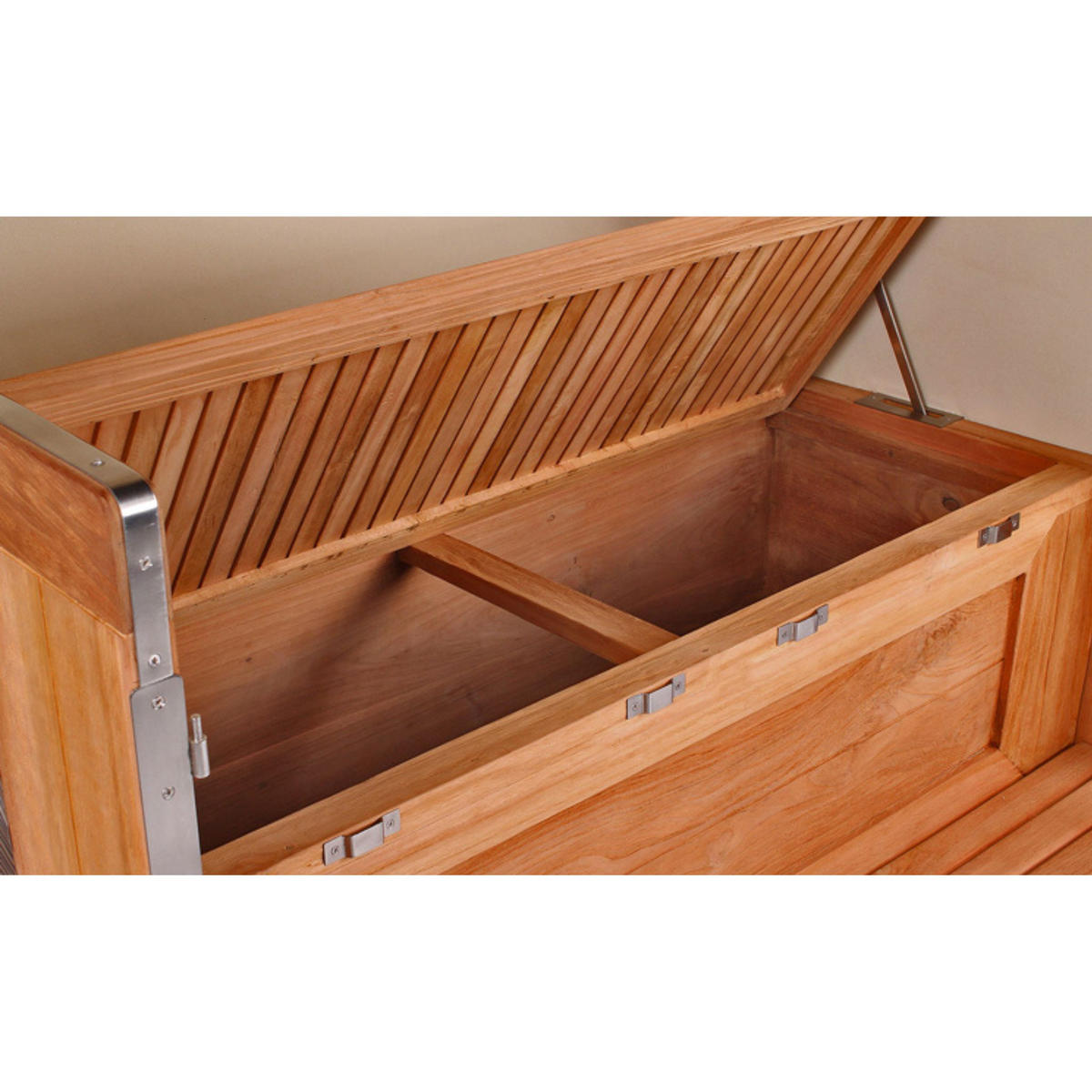 STRANDKORB Baltikum Teak 2,5 Sitzer - Braun/Grau, Holz/Metall (142/170/95cm) - Mr. Deko