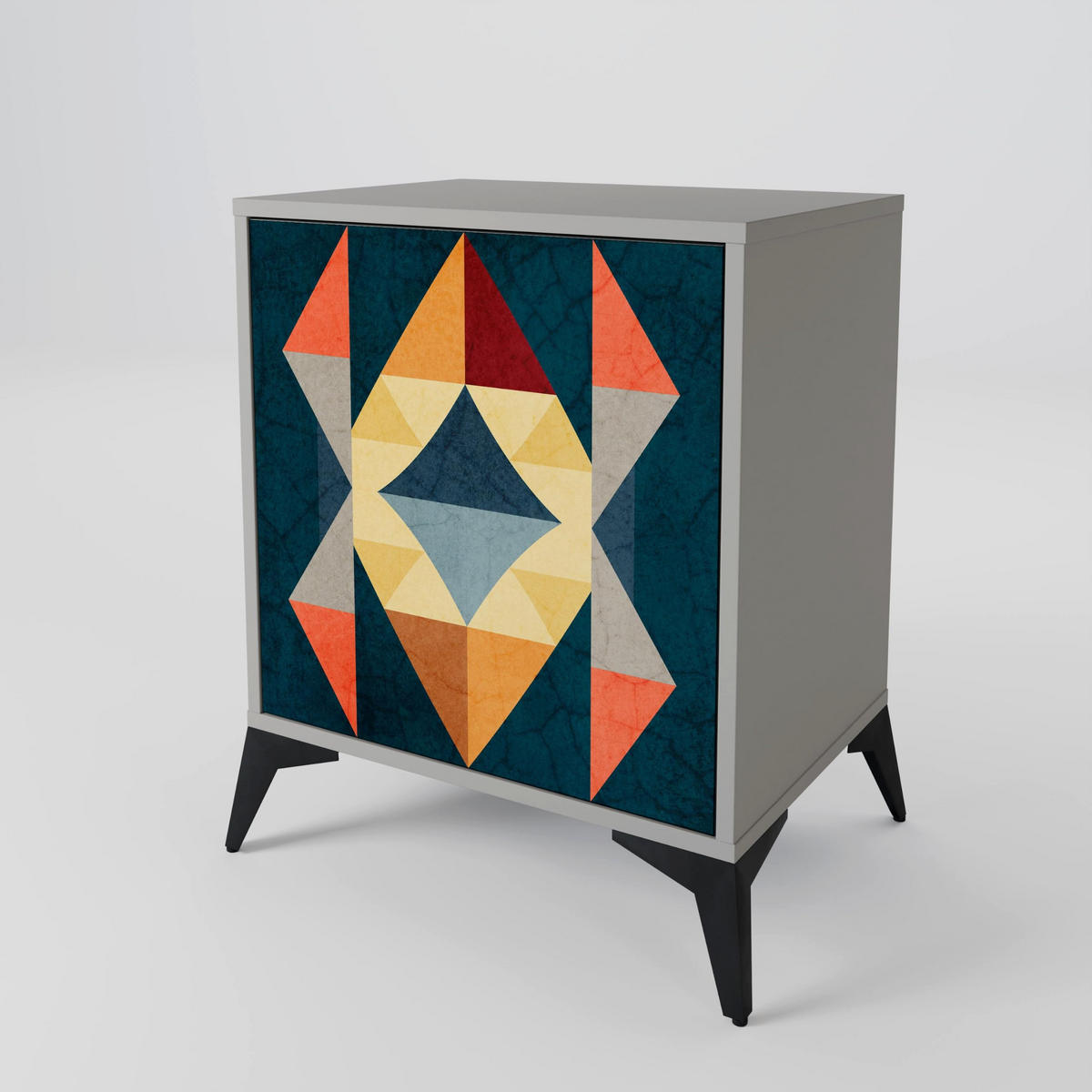 SIDEBOARD CRACKED ILLUSION, Grau, 57,5x42x57,5 cm, Ohne Füße - Multicolor/Grau, Holzwerkstoff (57.5/57.5/42cm) - SpaceRebels