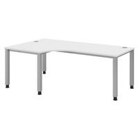 SCHREIBTISCH Serie-Q Gestell: Silber 120/200/74 cm in Weiß - Weiß, Holzwerkstoff (120/200/74cm) - bümö