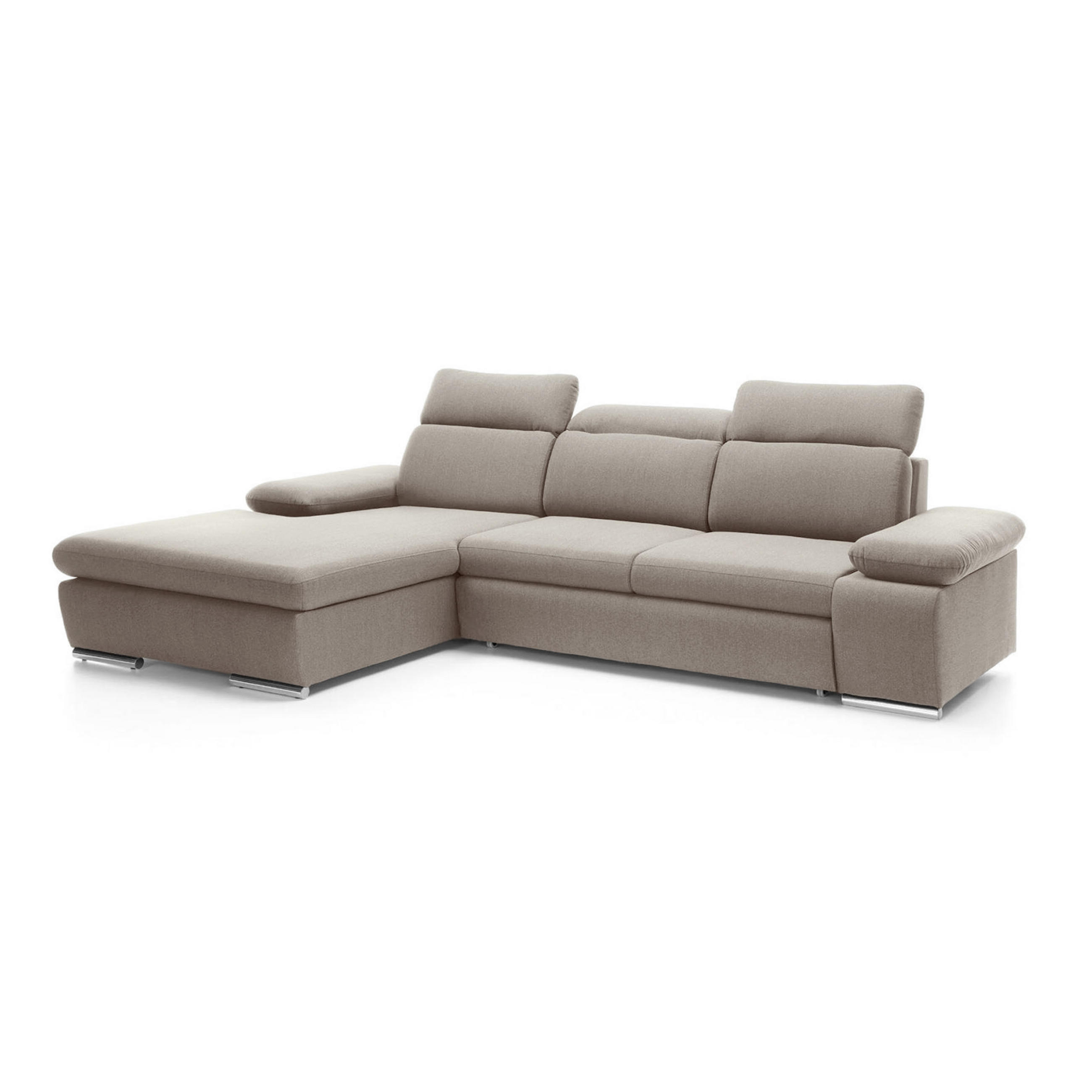 ECKSOFA PABLO mit Schlaffunktion und Bettkasten Beige - Beige, Holzwerkstoff/Kunststoff (250/90cm) - Idohome
