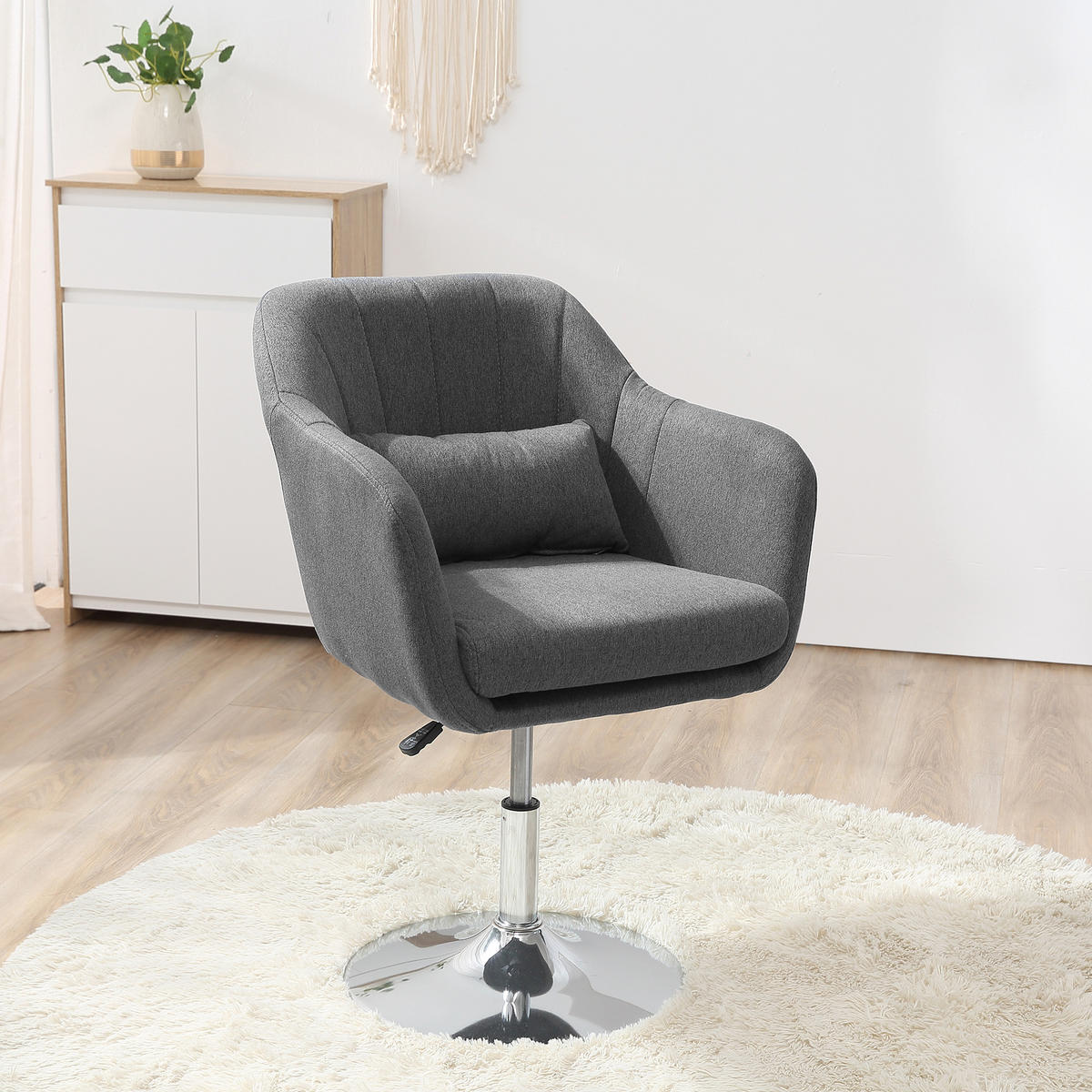 ARBEITSHOCKER Drehhocker Drehstuhl Bürostuhl höhenverstellbar Polyester Grau - Dunkelgrau, Kunststoff (60/91/60cm) - HOMCOM