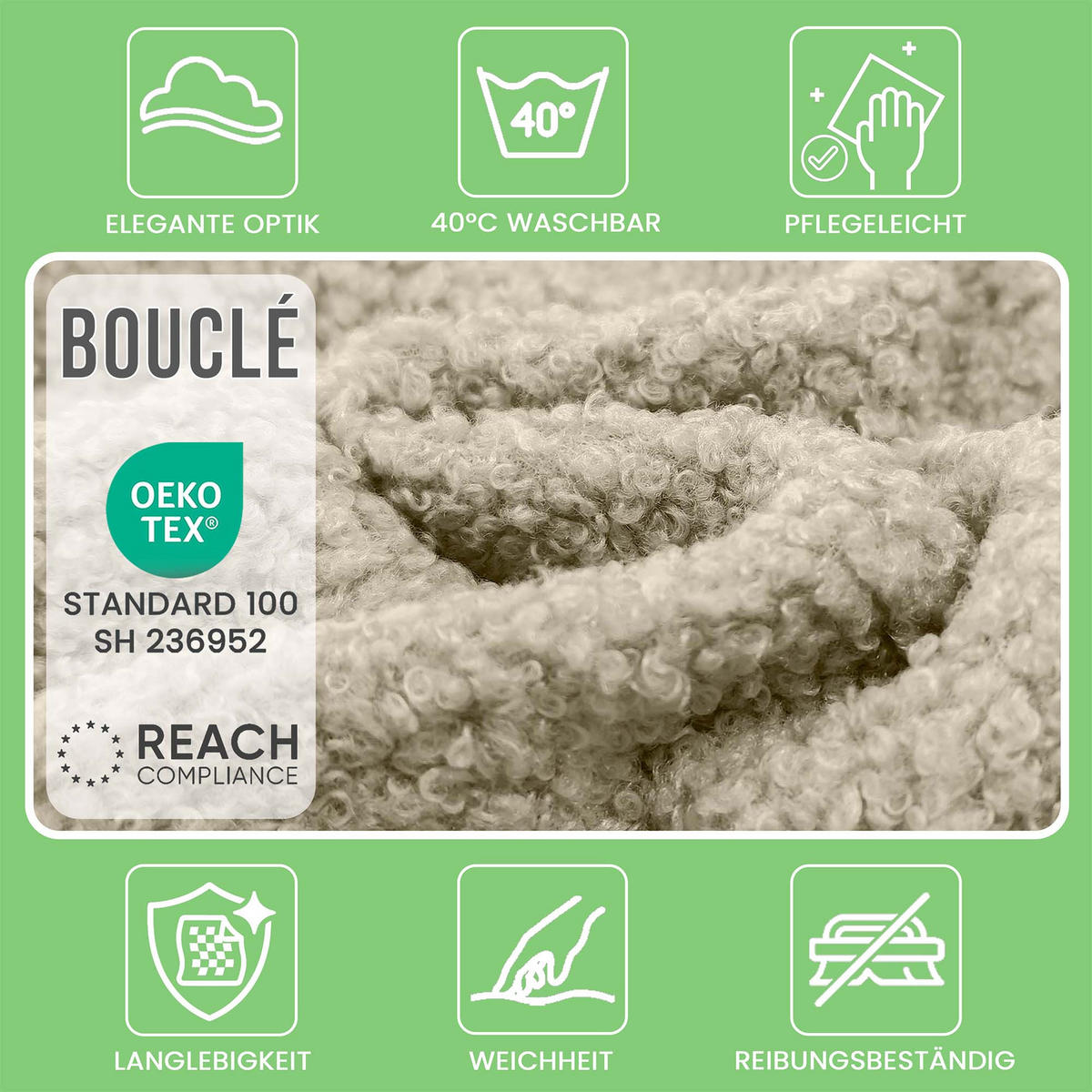 SITZSACK FÜR KINDER Dino 75/75/55 cm, weicher Bouclé 315 g/m², abnehmbarer Bezug, Toasted Almond - Beige, Textil (75/55/75cm) - Dreamroots