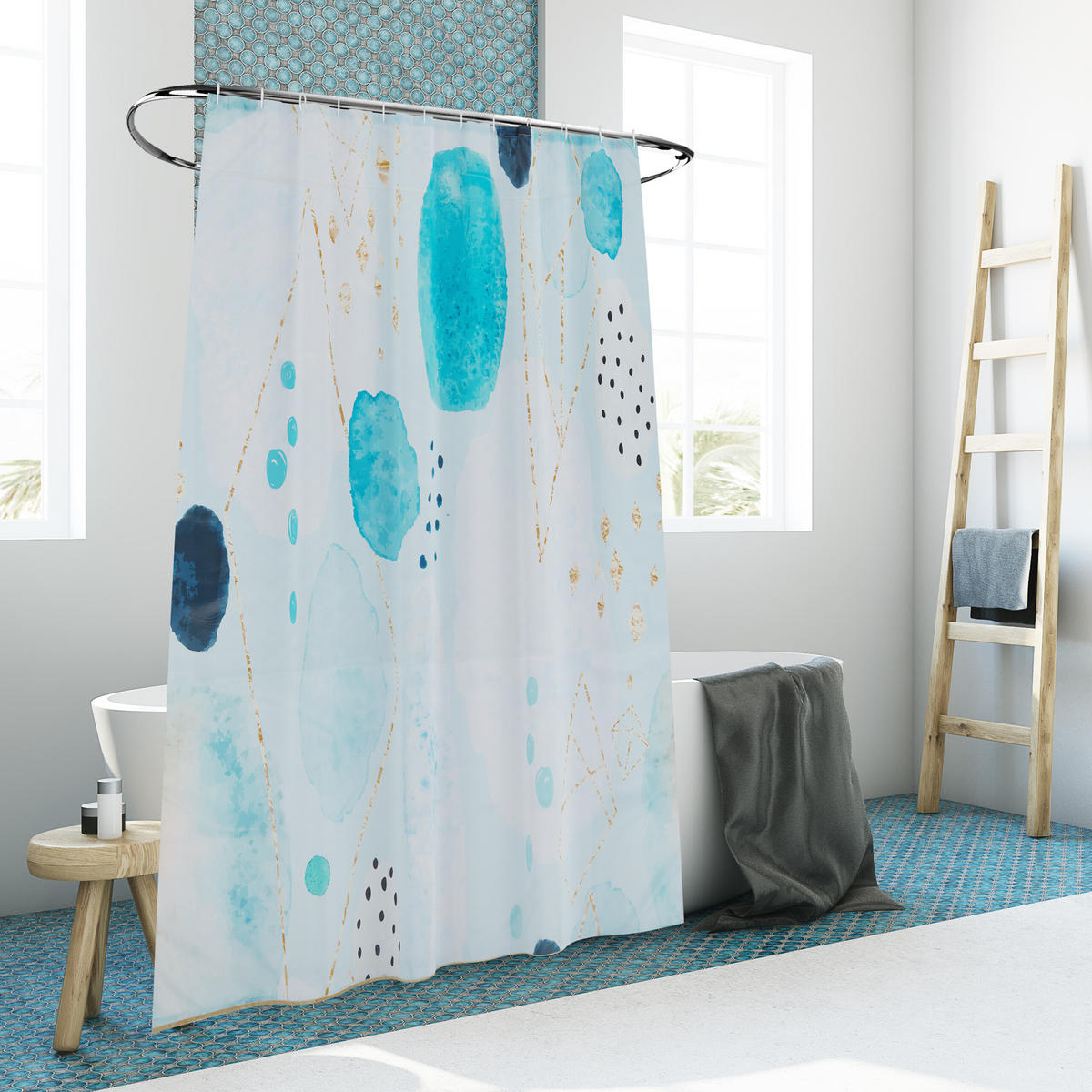 DUSCHVORHANG - Multicolor, Textil (180/0.1cm) - Relaxdays