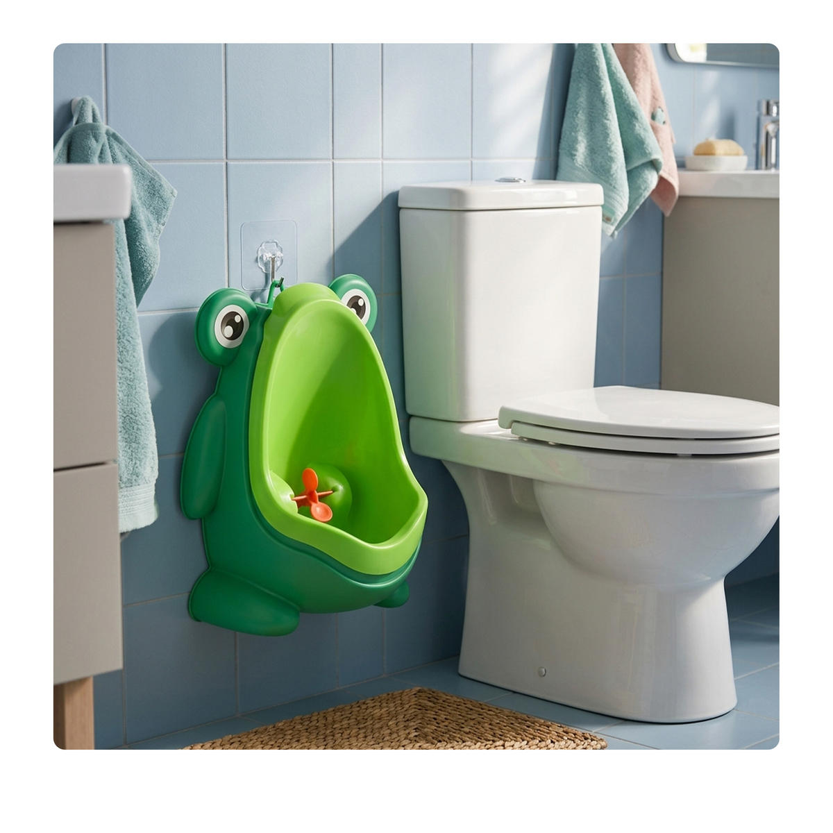 PISOÁR zelená svetlomodrá sivá 2-dielna-súprava montáž na stenu - viacfarebná, plast (15/22cm) - Relaxdays