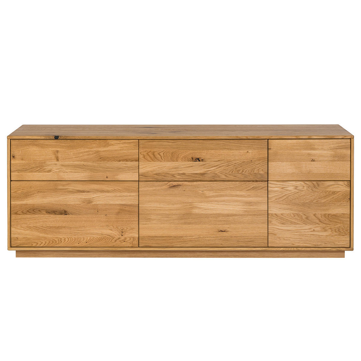 TV-LOWBOARD - Wildeiche massiv - Wildeiche, Holz (157/57/44cm) - home24