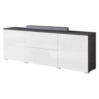 TV-LOWBOARD Vera 180 - Weiß Hochglanz/Silberfarben, Holzwerkstoff/Kunststoff (180/62/35cm) - MIRJAN24