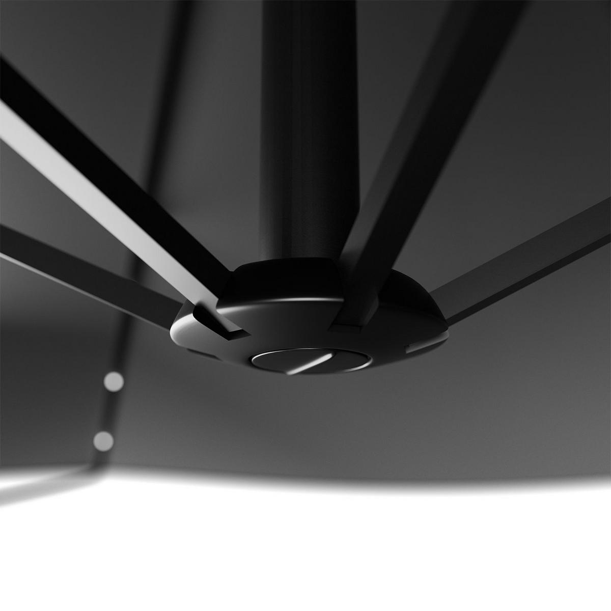 AMPELSCHIRM Brazil dunkelgrau 3m mit LED, Kurbel und Standfuß - Dunkelgrau, Metall (285/285cm) - Juskys