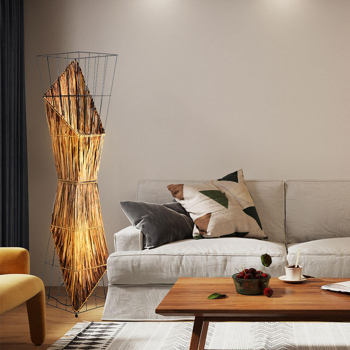 LED STEHLEUCHTE Holz Schwarz - Schwarz, Holz (27/27/130cm) - Nowa
