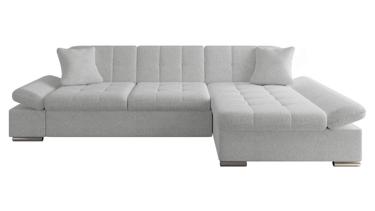 ECKSOFA Malwi, Seite: Rechts - Edelstahlfarben, Holz/Textil (278/161cm) - MIRJAN24