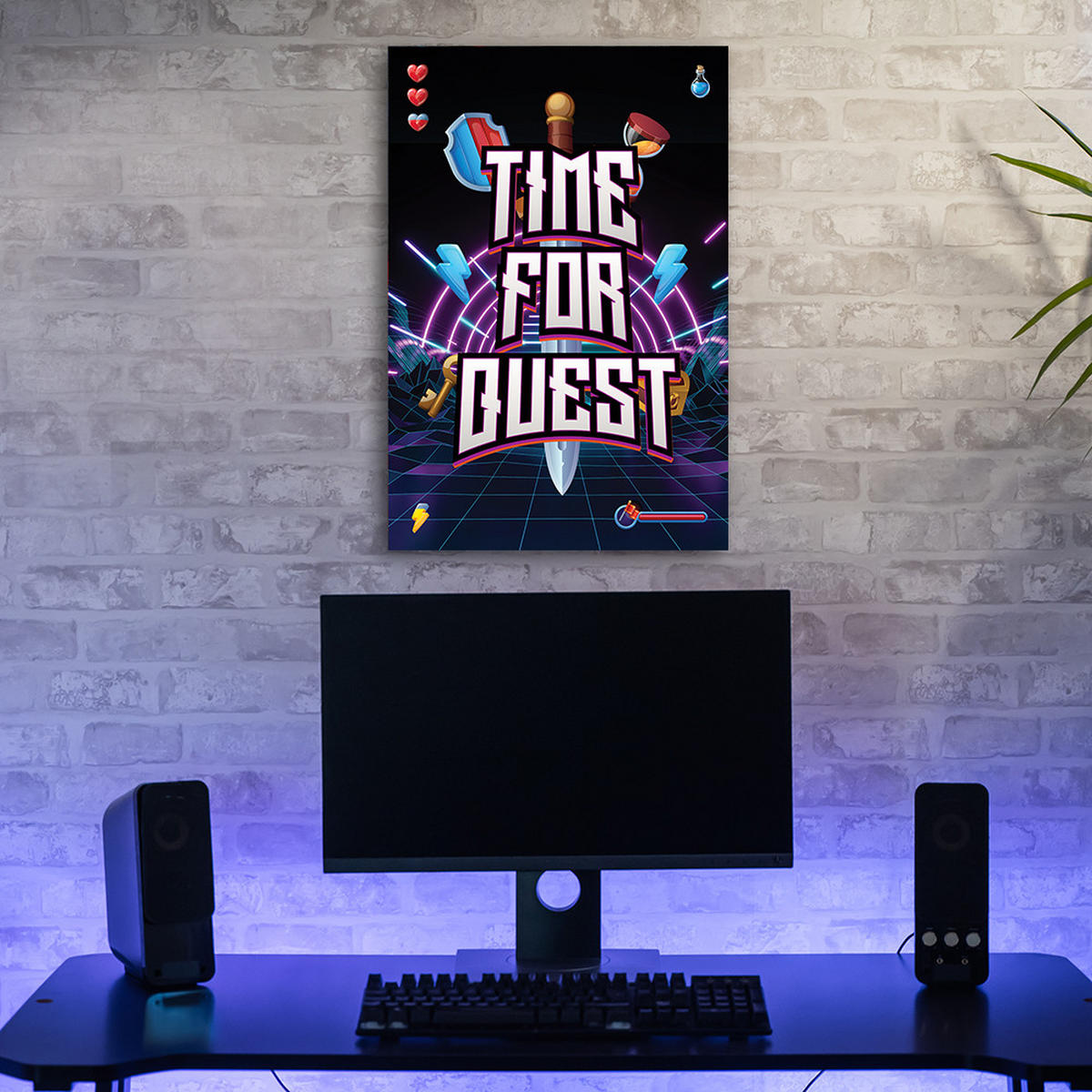 WANDBILD time for quest für gamer - Multicolor, Textil (40/60cm) - Feeby